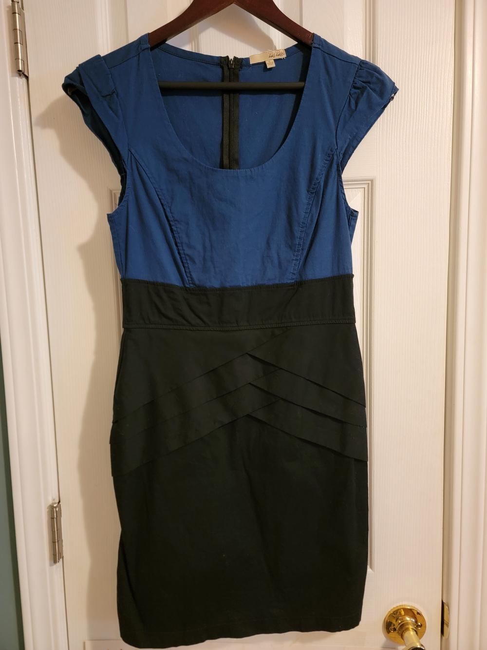 BeBop Blue and Black Colorblock Midi Dress